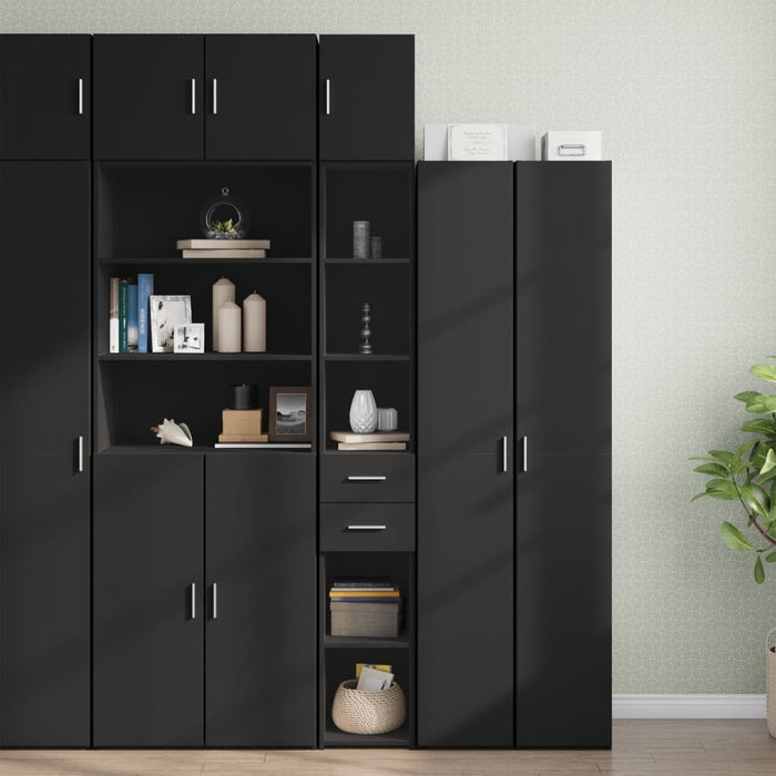 vidaXL Slim Storage Cabinet Black 30x42.5x225 cm Engineered Wood