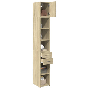 vidaXL Slim Storage Cabinet Sonoma Oak 30x42.5x225 cm Engineered Wood