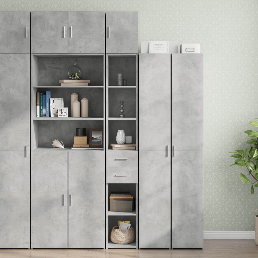 vidaXL Slim Storage Cabinet Concrete Grey 30x42.5x225 cm Engineered Wood