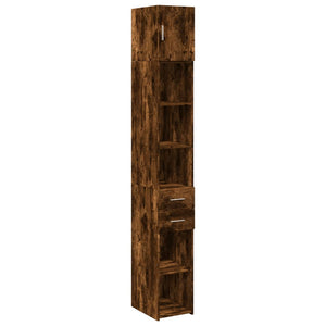 vidaXL Slim Storage Cabinet Smoked Oak 30x42.5x225 cm Engineered Wood