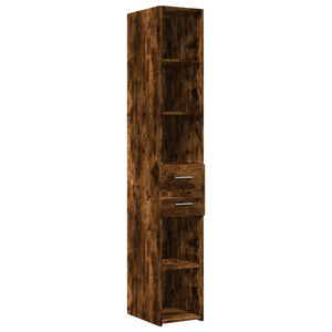 vidaXL Slim Storage Cabinet Smoked Oak 30x42.5x225 cm Engineered Wood