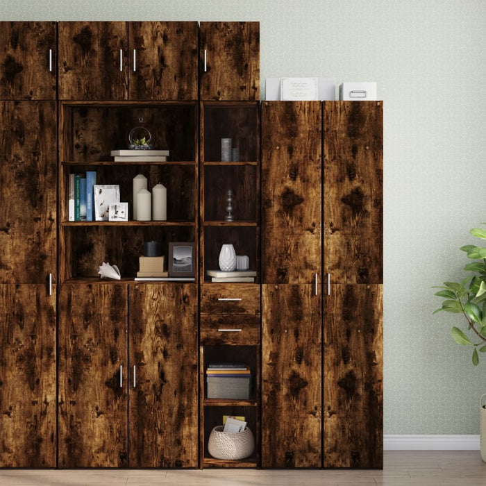 vidaXL Slim Storage Cabinet Smoked Oak 30x42.5x225 cm Engineered Wood