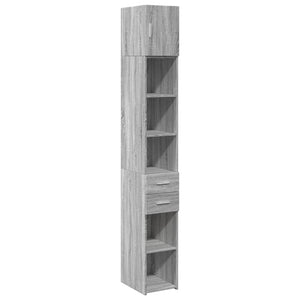 vidaXL Slim Storage Cabinet Grey Sonoma 30x42.5x225 cm Engineered Wood