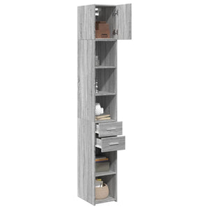 vidaXL Slim Storage Cabinet Grey Sonoma 30x42.5x225 cm Engineered Wood