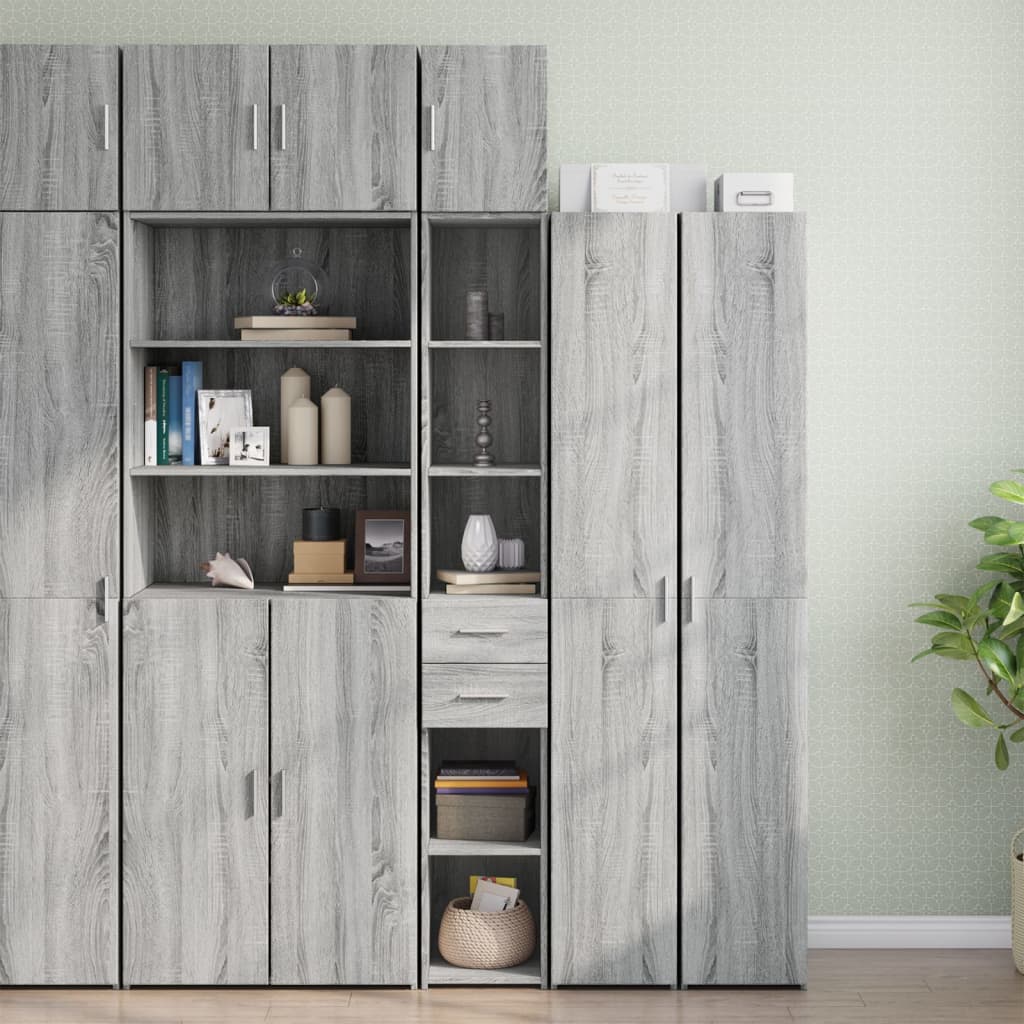 vidaXL Slim Storage Cabinet Grey Sonoma 30x42.5x225 cm Engineered Wood