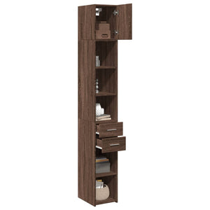 vidaXL Slim Storage Cabinet Brown Oak 30x42.5x225 cm Engineered Wood