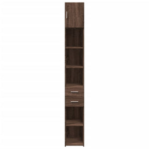 vidaXL Slim Storage Cabinet Brown Oak 30x42.5x225 cm Engineered Wood