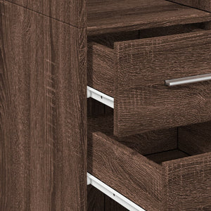 vidaXL Slim Storage Cabinet Brown Oak 30x42.5x225 cm Engineered Wood