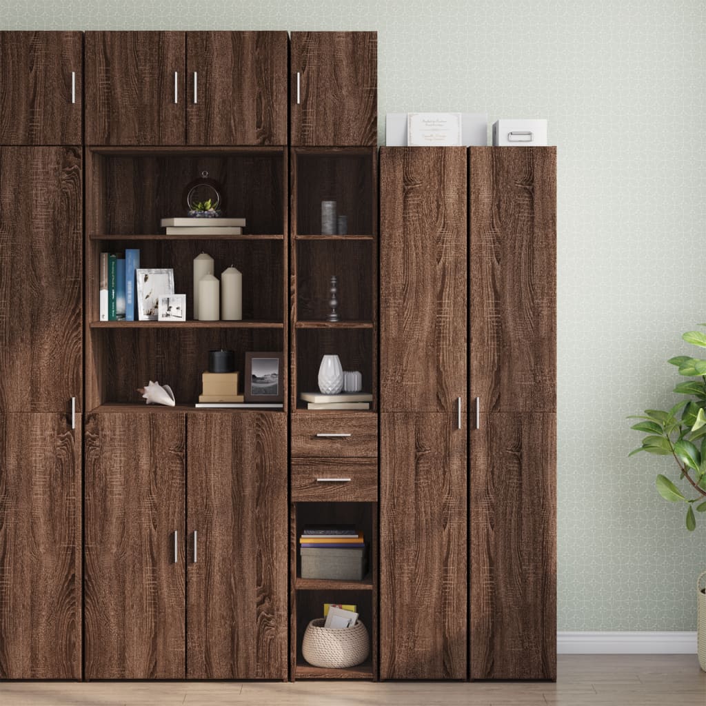 vidaXL Slim Storage Cabinet Brown Oak 30x42.5x225 cm Engineered Wood