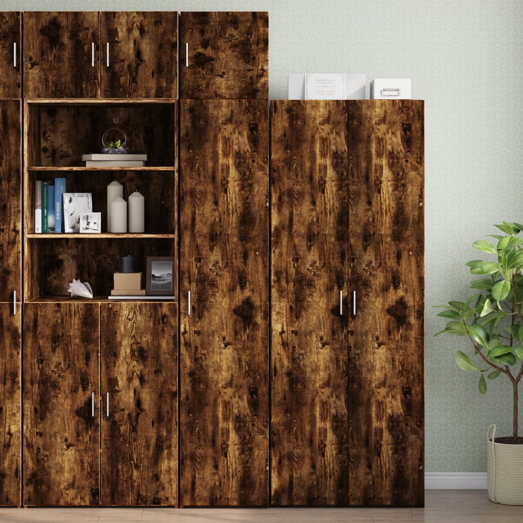 vidaXL Slim Storage Cabinet Smoked Oak 40x42.5x225 cm Engineered Wood