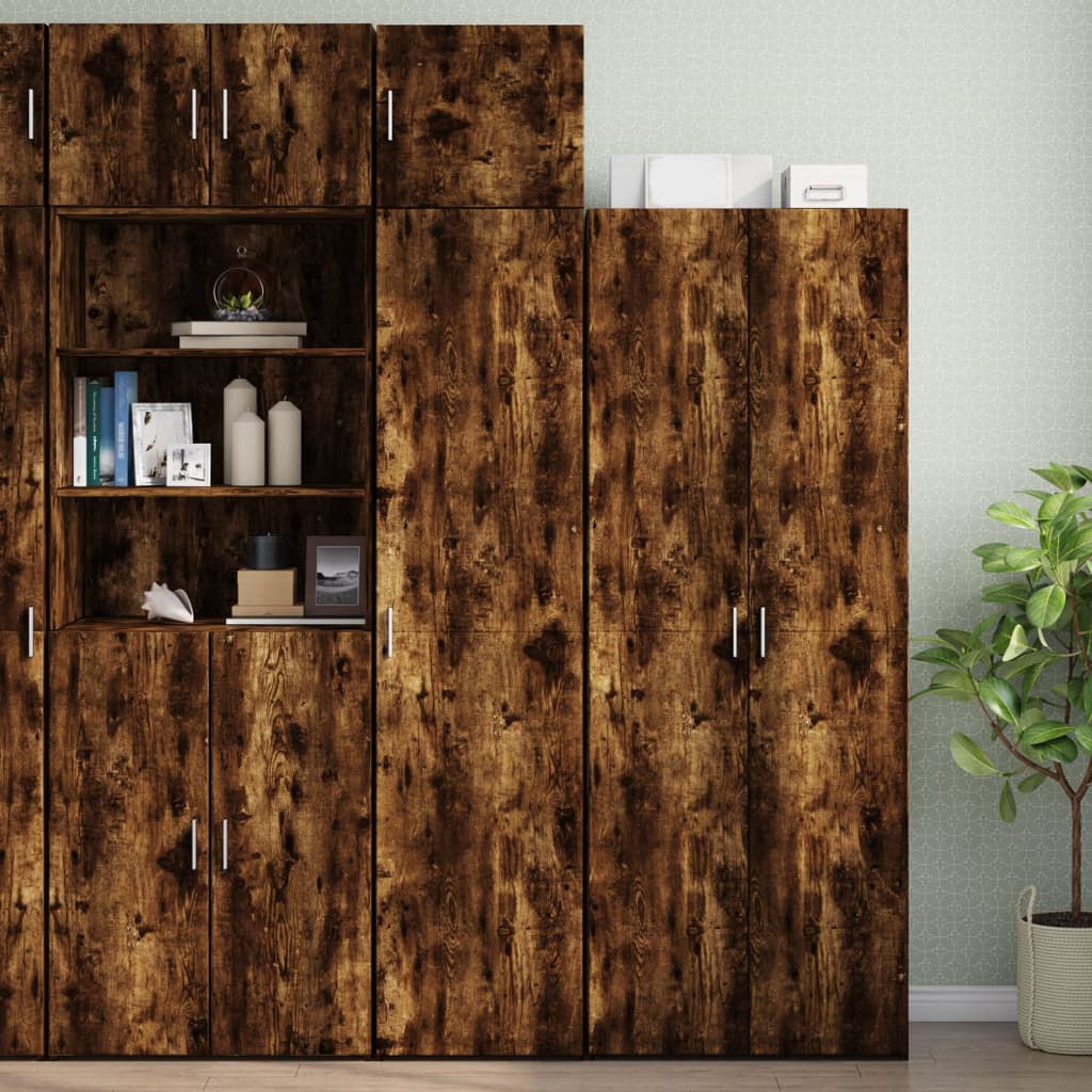 vidaXL Slim Storage Cabinet Smoked Oak 45x42.5x225 cm Engineered Wood