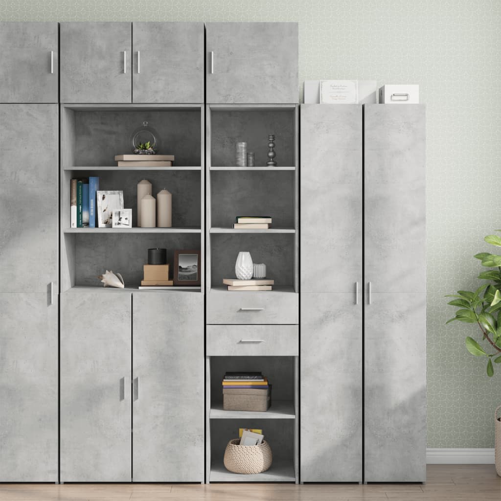 vidaXL Slim Storage Cabinet Concrete Grey 45x42.5x225 cm Engineered Wood