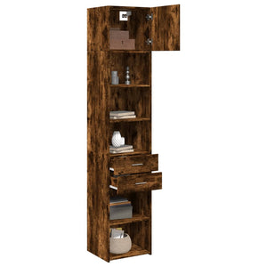 vidaXL Slim Storage Cabinet Smoked Oak 45x42.5x225 cm Engineered Wood