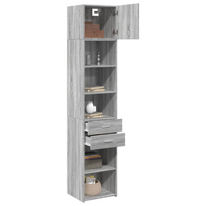 vidaXL Slim Storage Cabinet Grey Sonoma 45x42.5x225 cm Engineered Wood