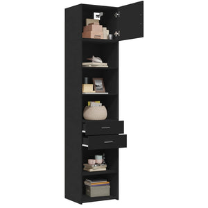 vidaXL Slim Storage Cabinet Black 50x42.5x225 cm Engineered Wood