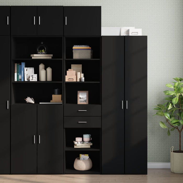 vidaXL Slim Storage Cabinet Black 50x42.5x225 cm Engineered Wood