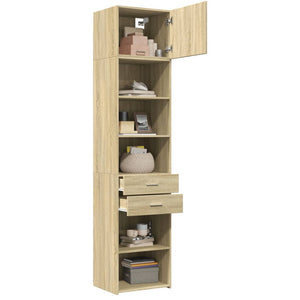 vidaXL Slim Storage Cabinet Sonoma Oak 50x42.5x225 cm Engineered Wood