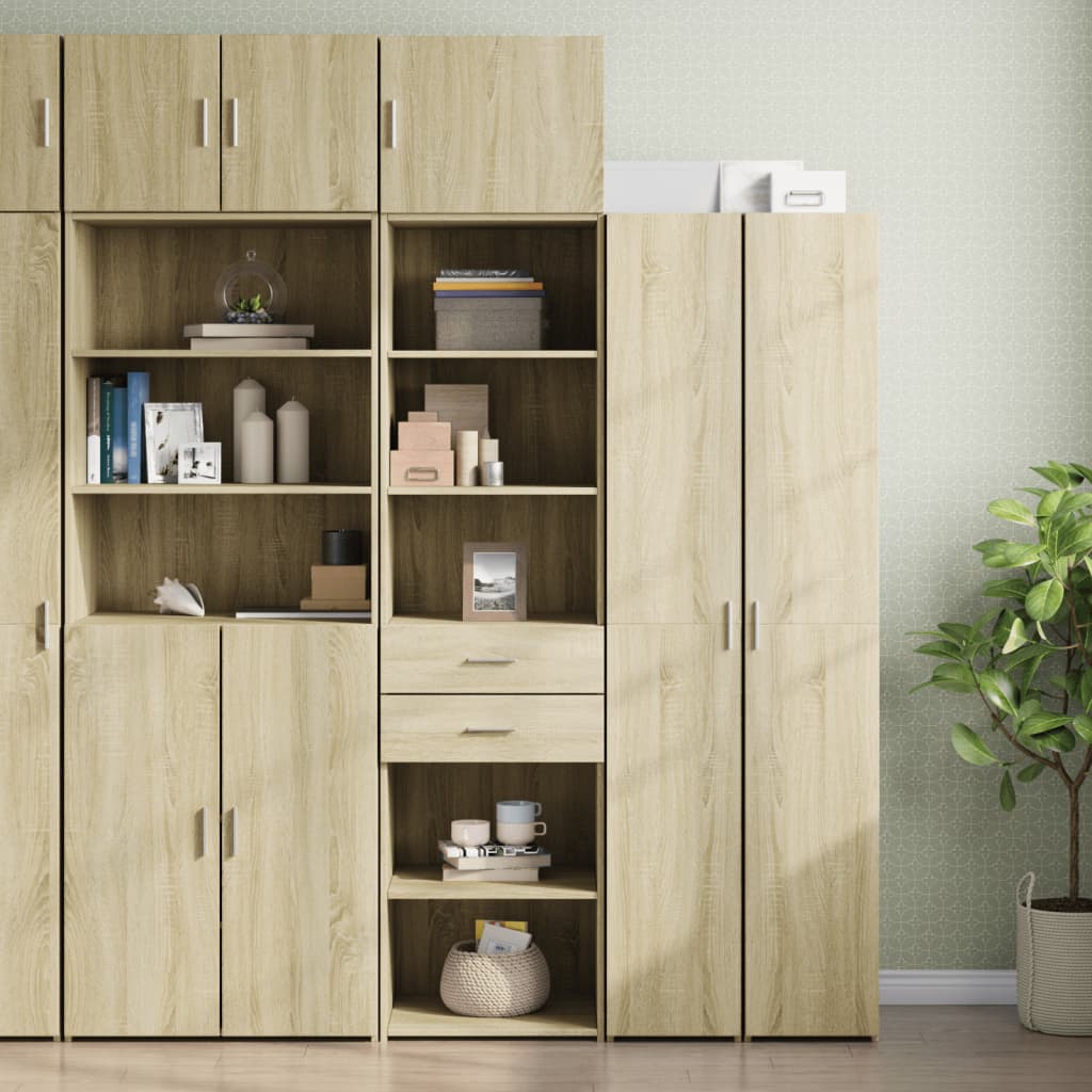 vidaXL Slim Storage Cabinet Sonoma Oak 50x42.5x225 cm Engineered Wood