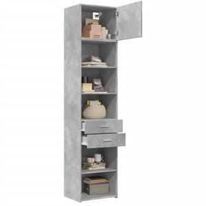 vidaXL Slim Storage Cabinet Concrete Grey 50x42.5x225 cm Engineered Wood