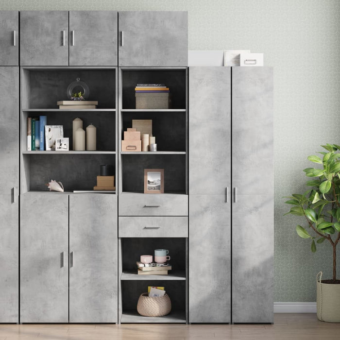 vidaXL Slim Storage Cabinet Concrete Grey 50x42.5x225 cm Engineered Wood