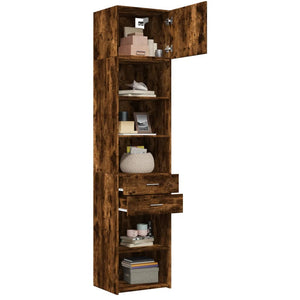 vidaXL Slim Storage Cabinet Smoked Oak 50x42.5x225 cm Engineered Wood