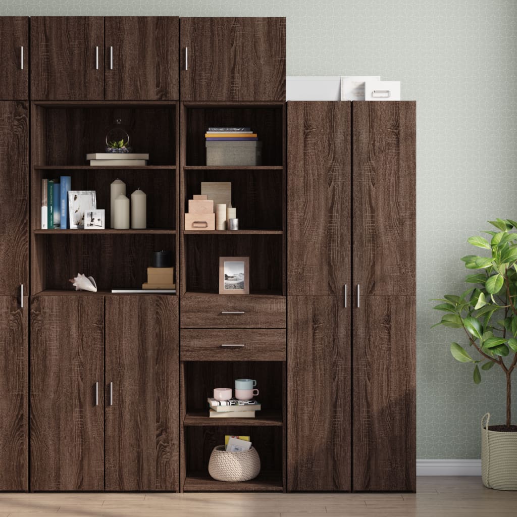 vidaXL Slim Storage Cabinet Brown Oak 50x42.5x225 cm Engineered Wood