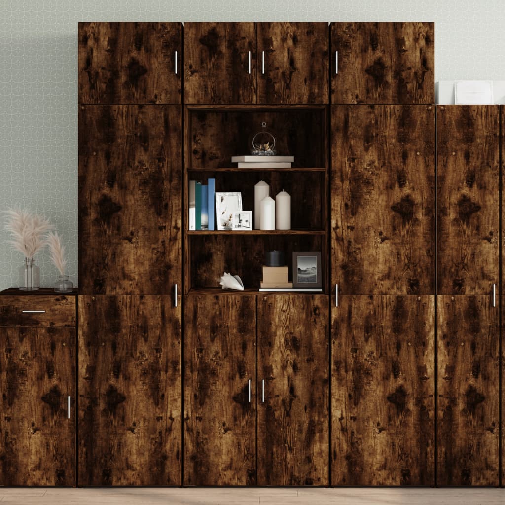 vidaXL Storage Cabinet Smoked Oak 70x42.5x225 cm Engineered Wood