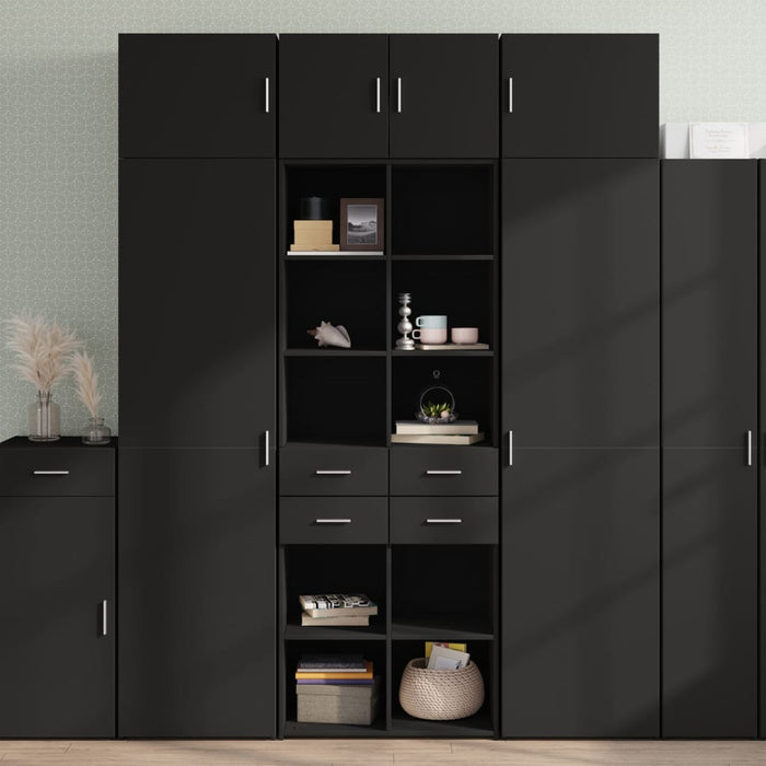 vidaXL Storage Cabinet Black 70x42.5x225 cm Engineered Wood