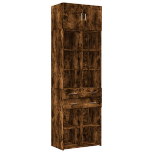 vidaXL Storage Cabinet Smoked Oak 70x42.5x225 cm Engineered Wood