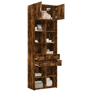 vidaXL Storage Cabinet Smoked Oak 70x42.5x225 cm Engineered Wood