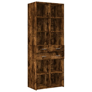 vidaXL Storage Cabinet Smoked Oak 70x42.5x225 cm Engineered Wood