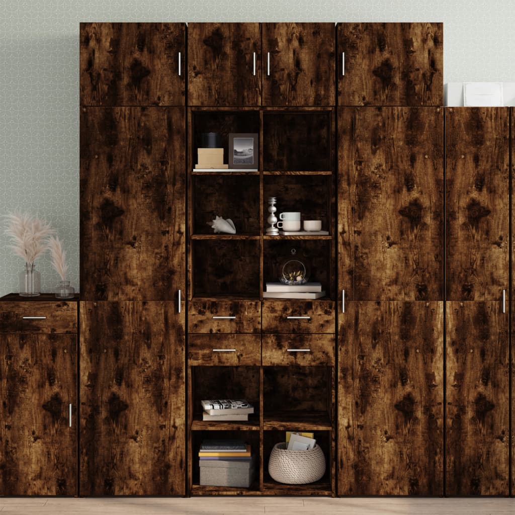 vidaXL Storage Cabinet Smoked Oak 70x42.5x225 cm Engineered Wood