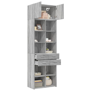 vidaXL Storage Cabinet Grey Sonoma 70x42.5x225 cm Engineered Wood