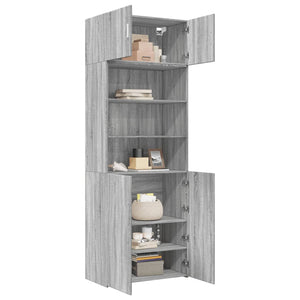 vidaXL Storage Cabinet Grey Sonoma 80x42.5x225 cm Engineered Wood