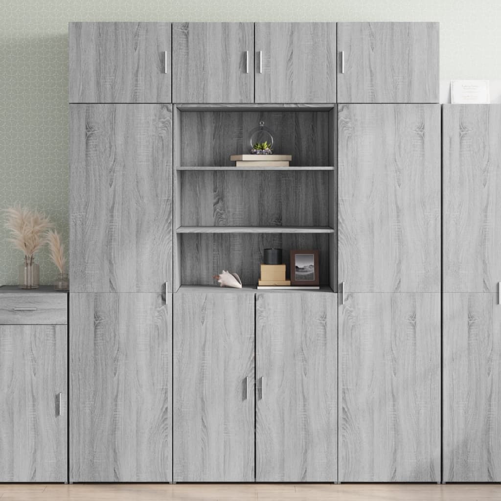 vidaXL Storage Cabinet Grey Sonoma 80x42.5x225 cm Engineered Wood