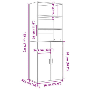 vidaXL Highboard White 70x42.5x185 cm Engineered Wood