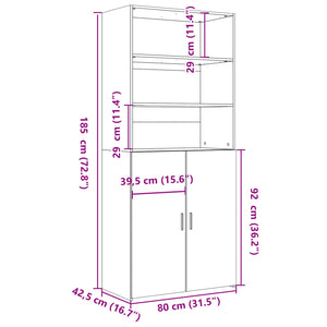 vidaXL Highboard White 80x42.5x185 cm Engineered Wood