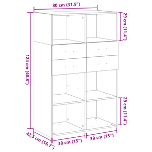 vidaXL Highboard White 80x42.5x124 cm Engineered Wood