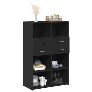 vidaXL Highboard Black 80x42.5x124 cm Engineered Wood