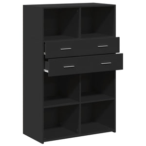 vidaXL Highboard Black 80x42.5x124 cm Engineered Wood