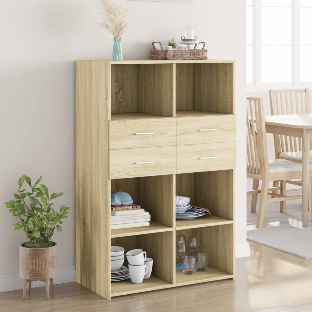 vidaXL Highboard Sonoma Oak 80x42.5x124 cm Engineered Wood