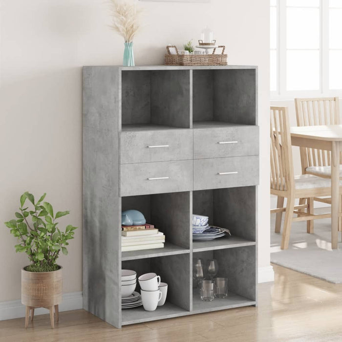 vidaXL Highboard Concrete Grey 80x42.5x124 cm Engineered Wood