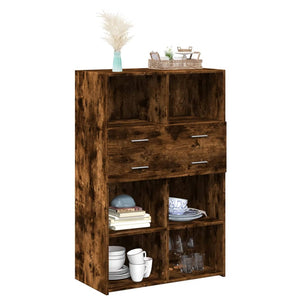 vidaXL Highboard Smoked Oak 80x42.5x124 cm Engineered Wood