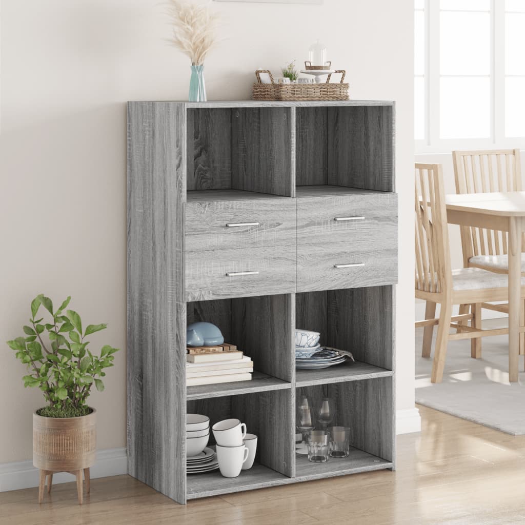 vidaXL Highboard Grey Sonoma 80x42.5x124 cm Engineered Wood