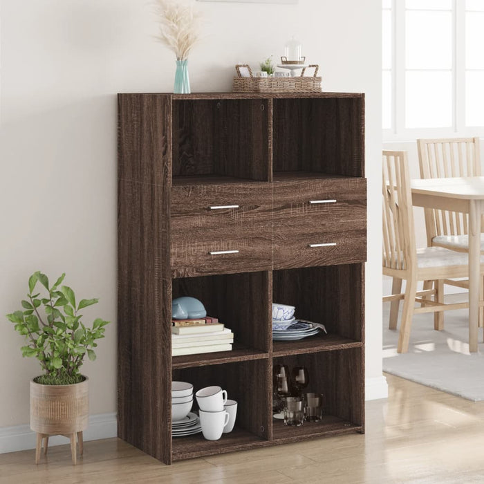 vidaXL Highboard Brown Oak 80x42.5x124 cm Engineered Wood