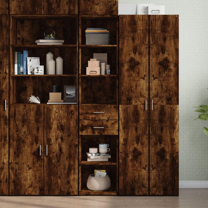 vidaXL Highboard Smoked Oak 40x42.5x185 cm Engineered Wood