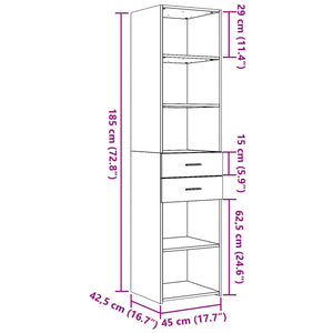 vidaXL Highboard Concrete Grey 45x42.5x185 cm Engineered Wood