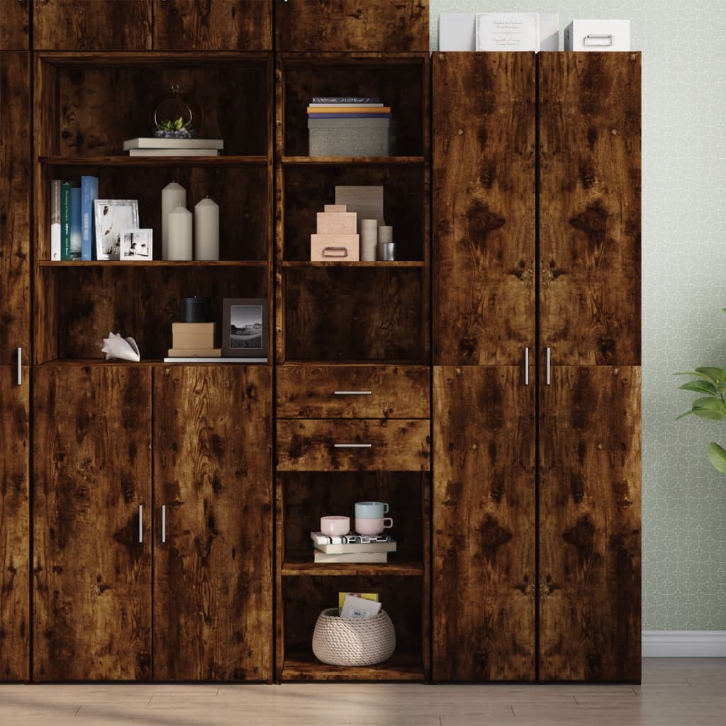 vidaXL Highboard Smoked Oak 45x42.5x185 cm Engineered Wood