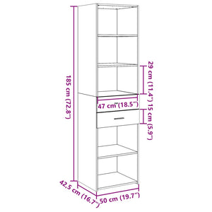 vidaXL Highboard Black 50x42.5x185 cm Engineered Wood