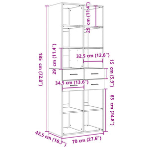 vidaXL Highboard White 70x42.5x185 cm Engineered Wood